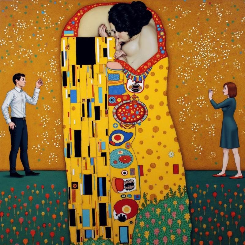 Interprétation moderne de l’impact culturel de Klimt Le Baiser sur l’art et la perception de l’amour
